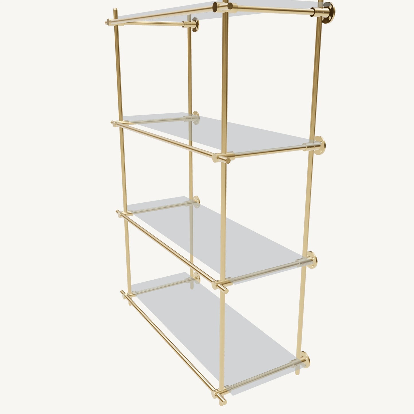 Wall-Mounted Brass Shelving System