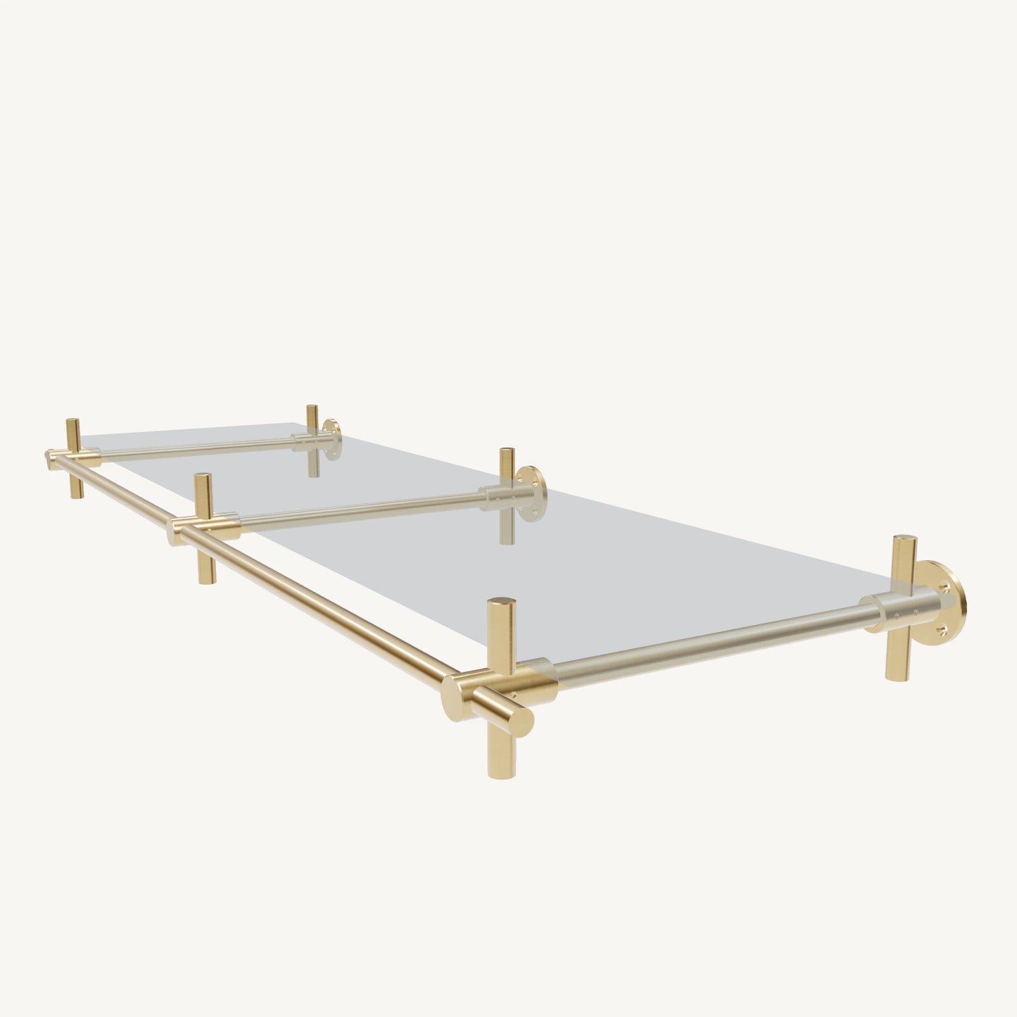 Wall-Mounted Brass Shelving System