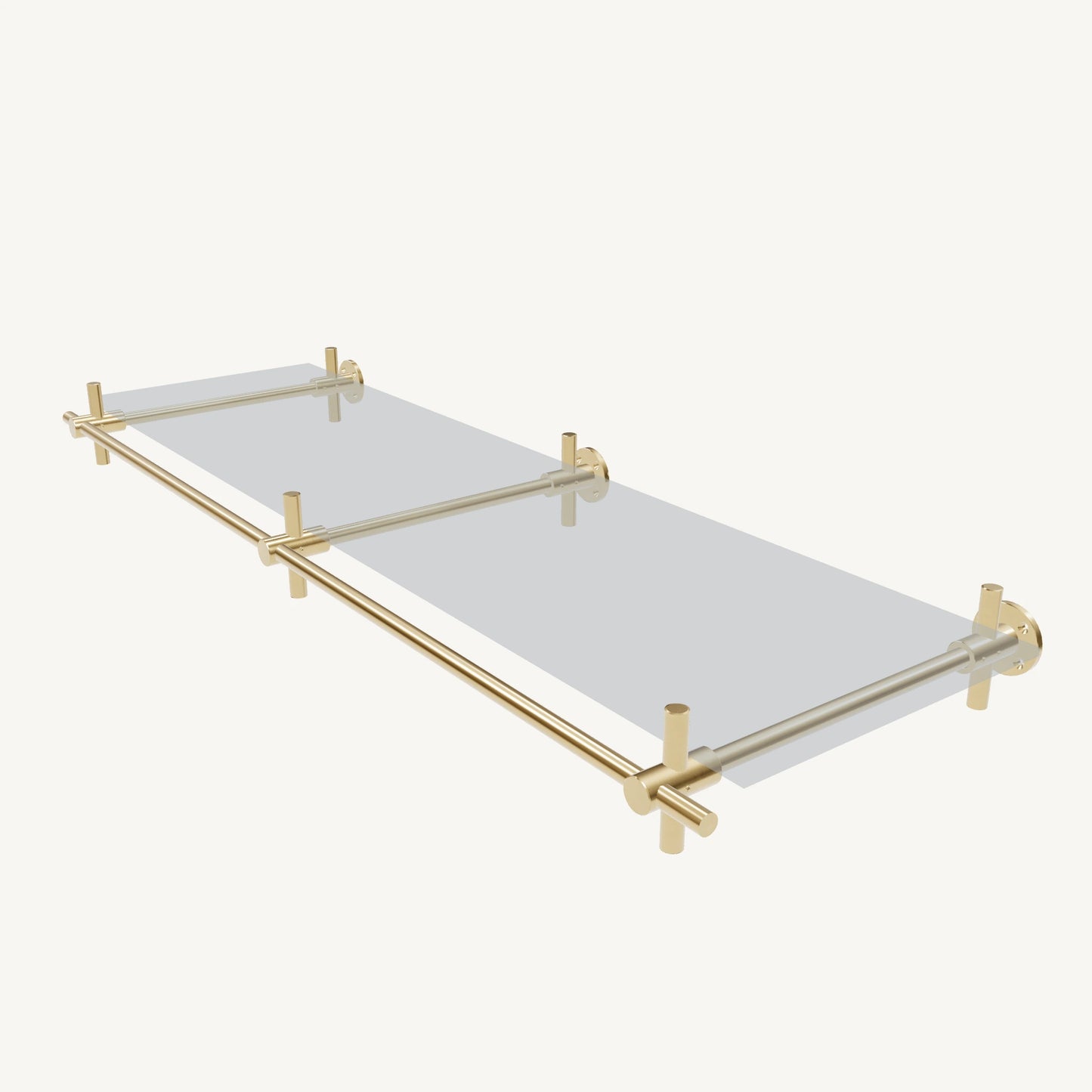 Wall-Mounted Brass Shelving System