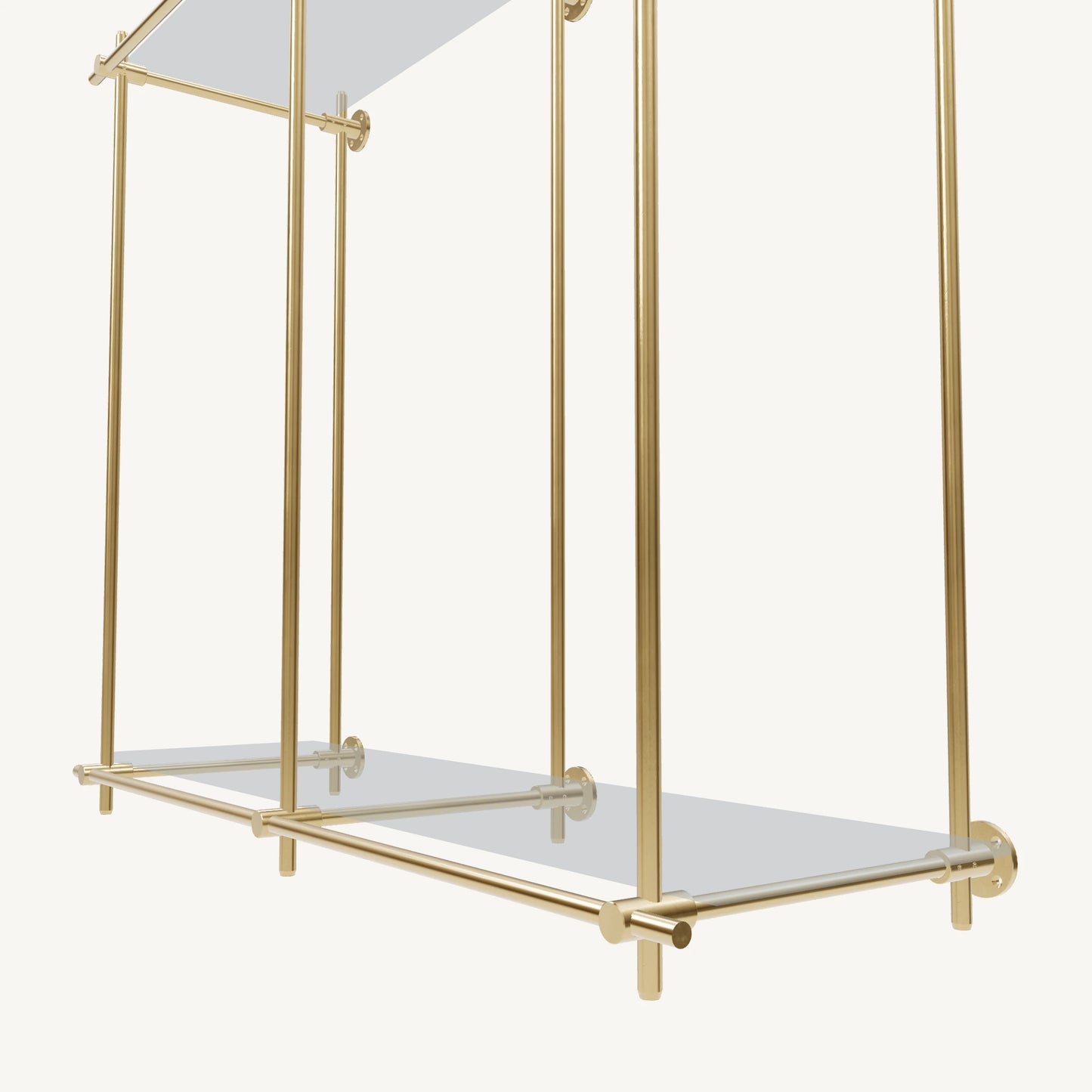 Wall-Mounted Brass Shelving System