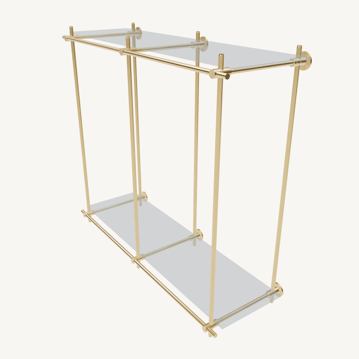 Wall-Mounted Brass Shelving System