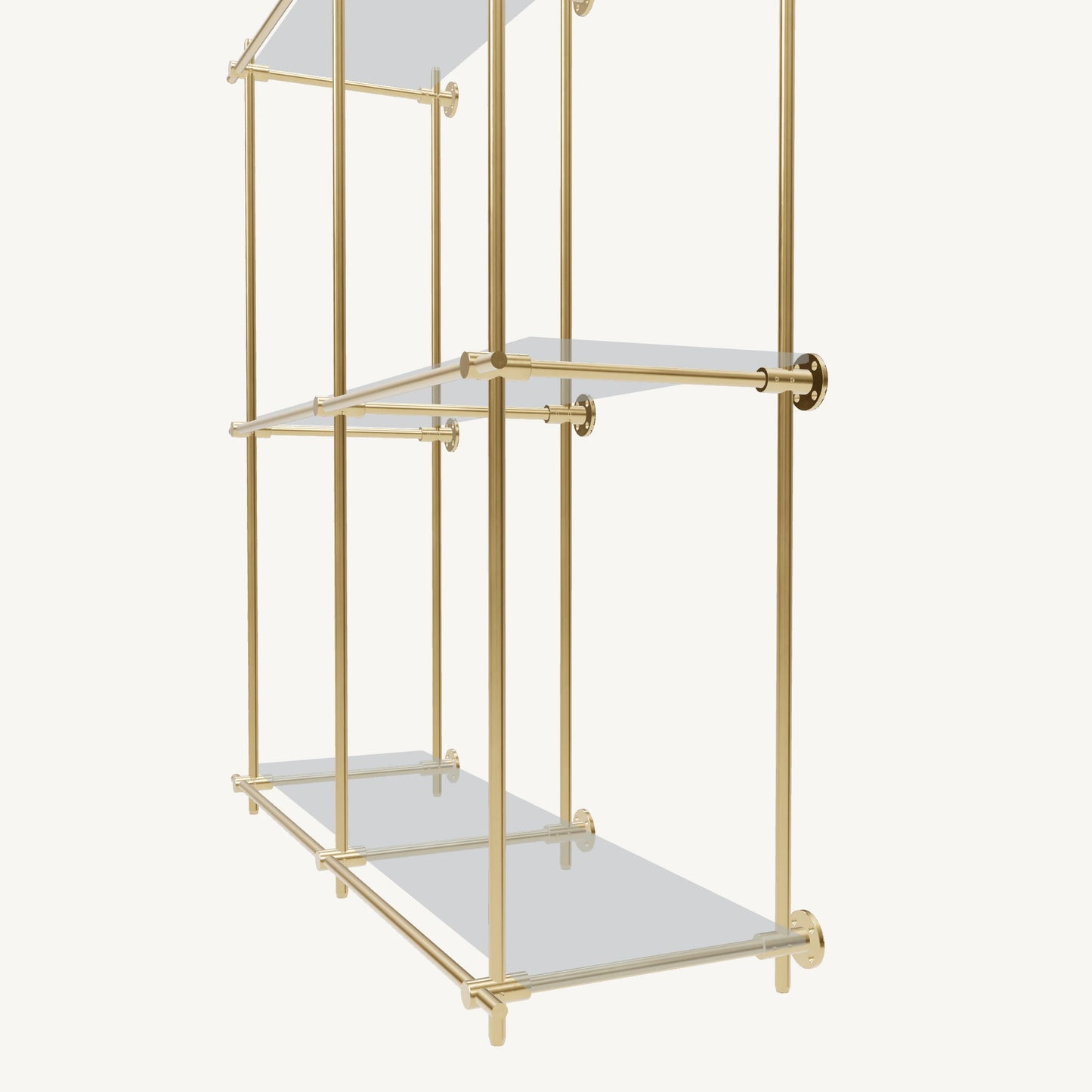 Wall-Mounted Brass Shelving System