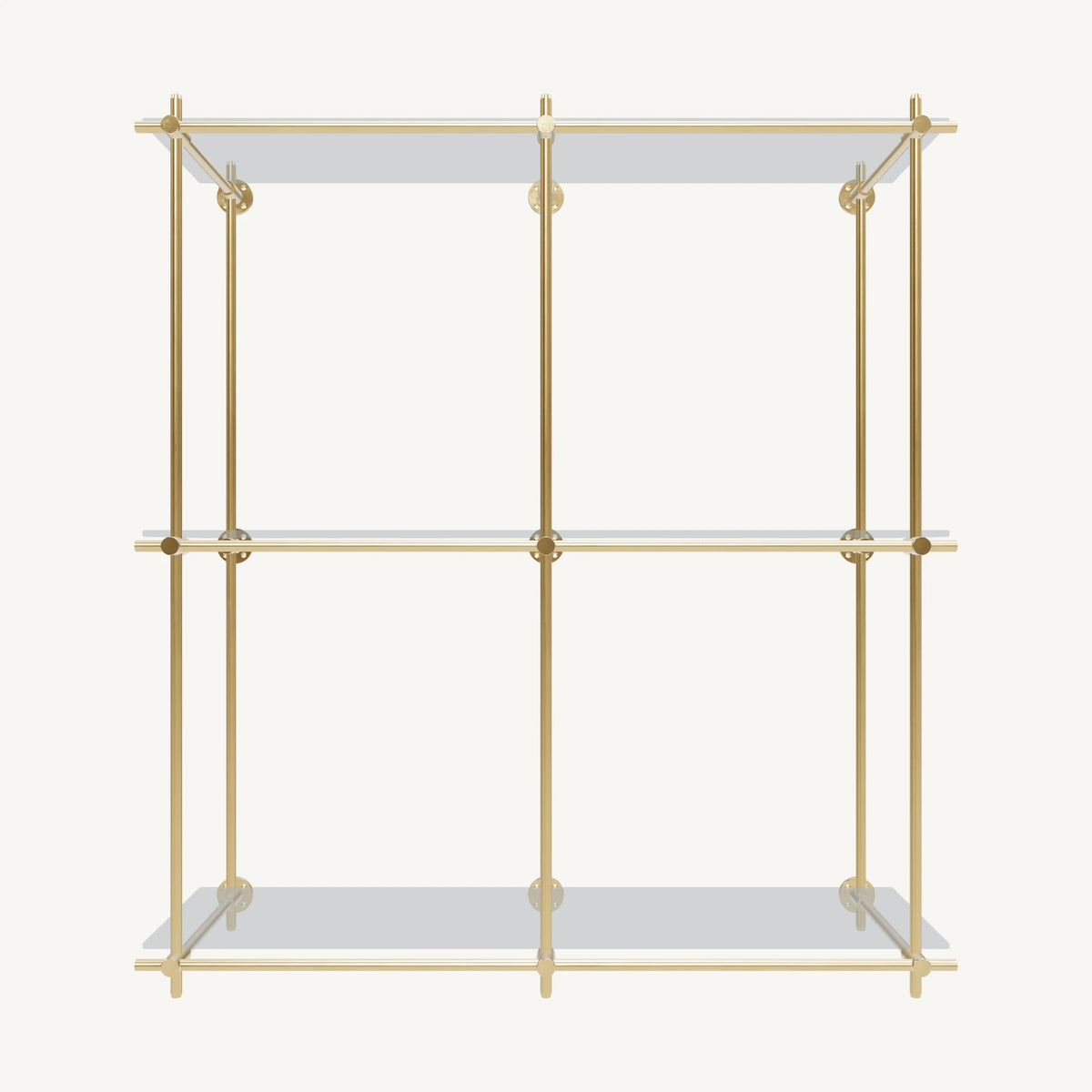 Wall-Mounted Brass Shelving System