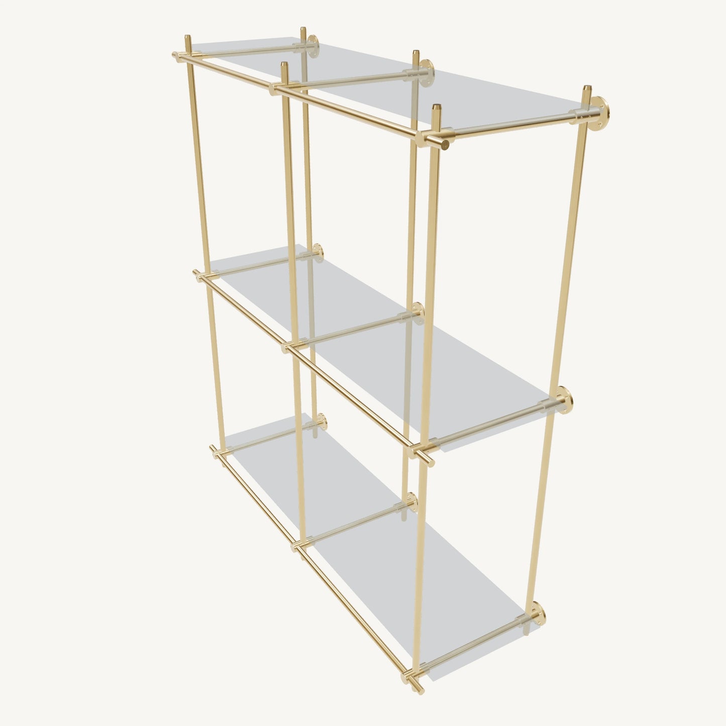 Wall-Mounted Brass Shelving System