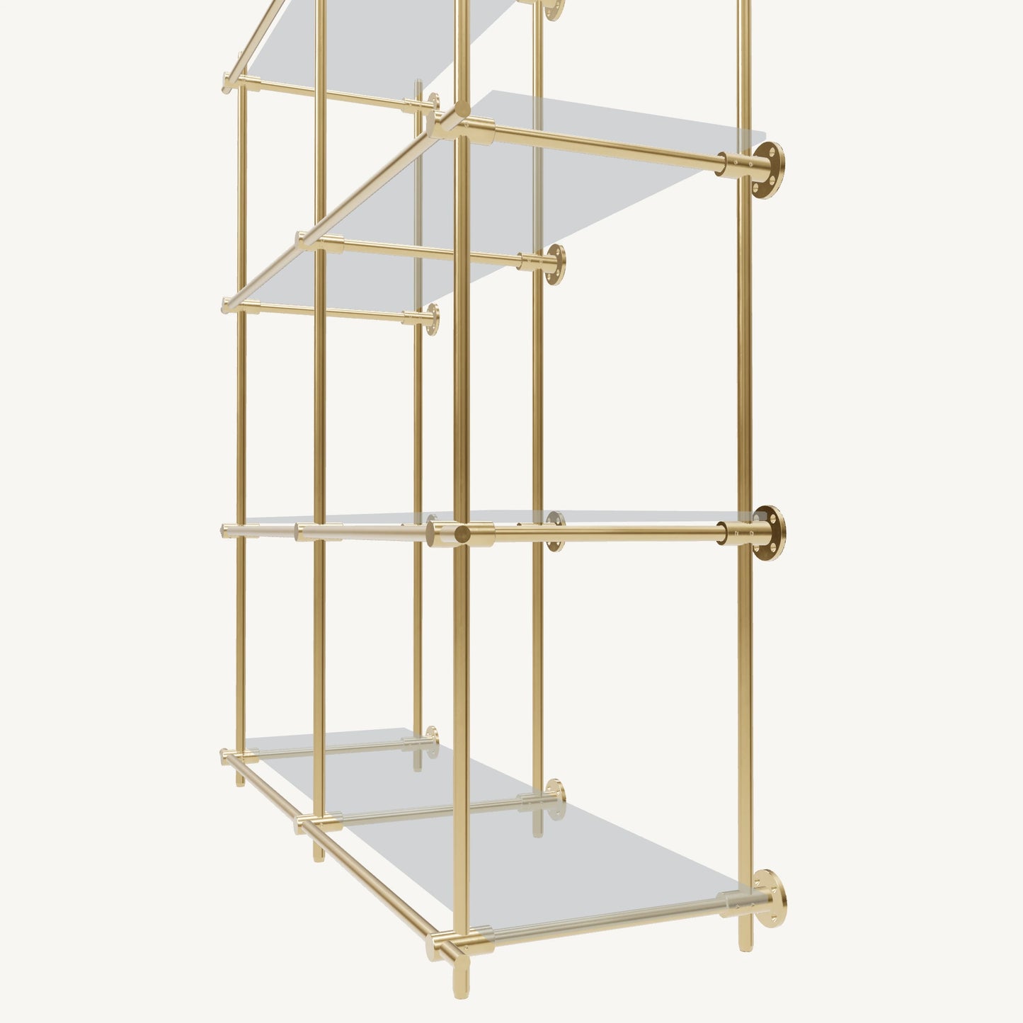 Wall-Mounted Brass Shelving System