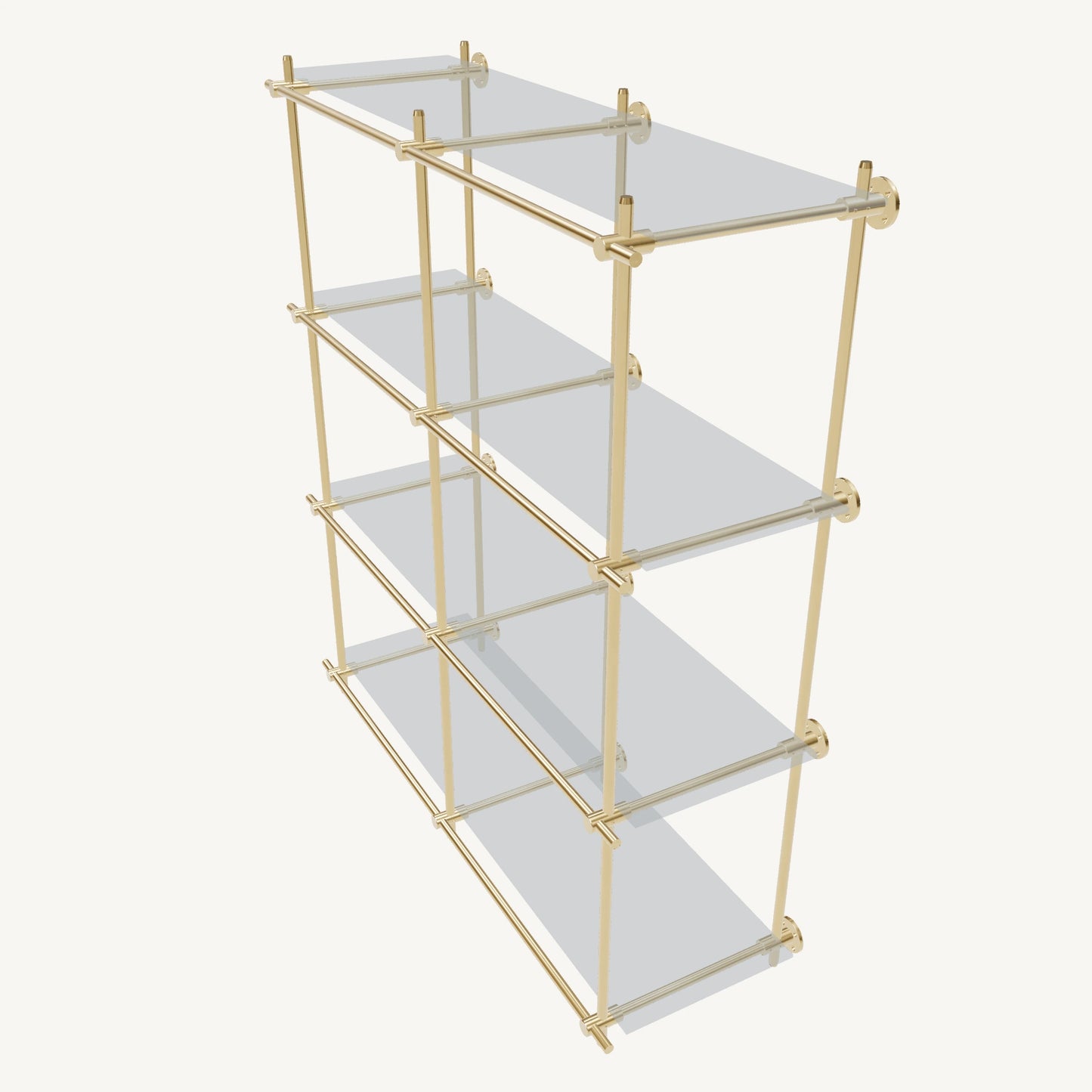 Wall-Mounted Brass Shelving System