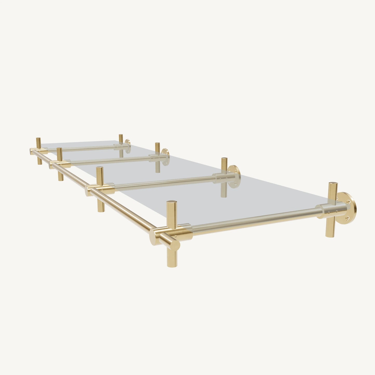 Wall-Mounted Brass Shelving System
