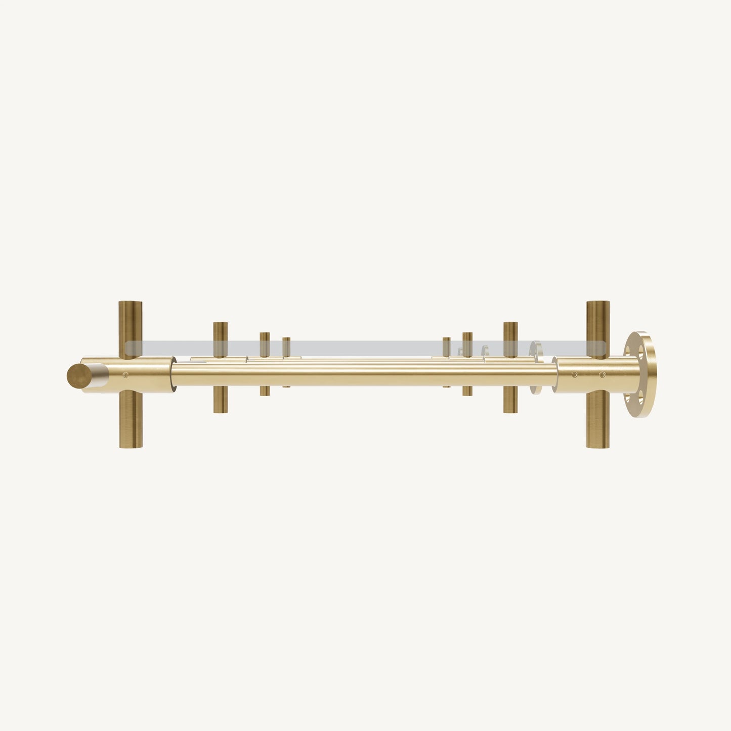 Wall-Mounted Brass Shelving System