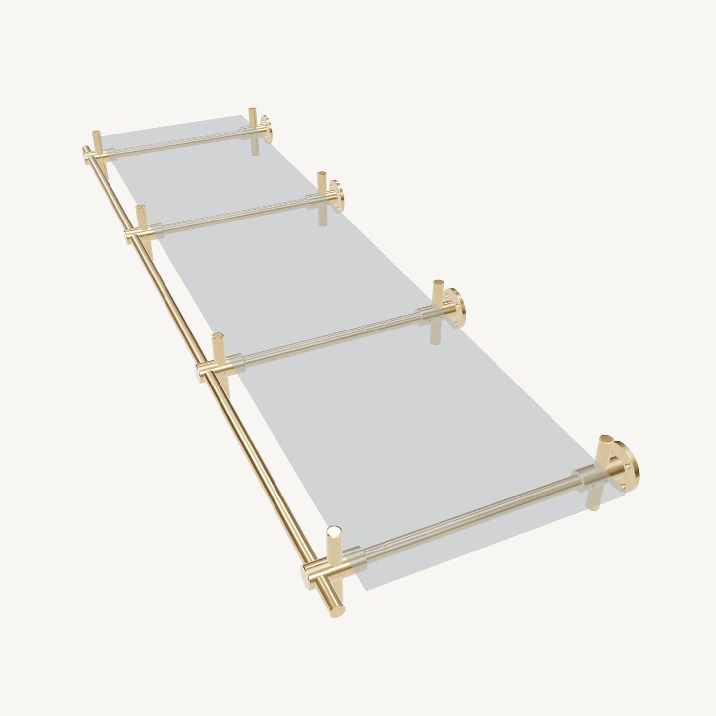 Wall-Mounted Brass Shelving System