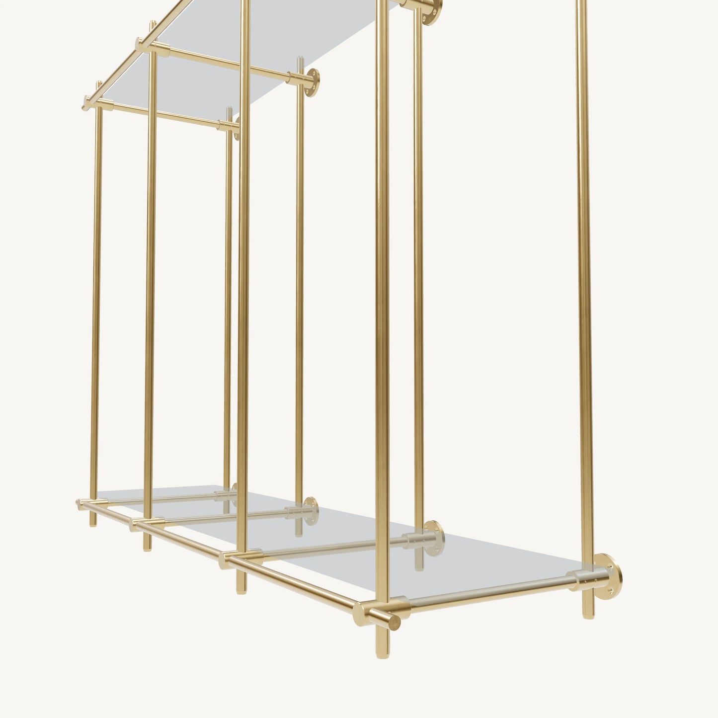 Wall-Mounted Brass Shelving System