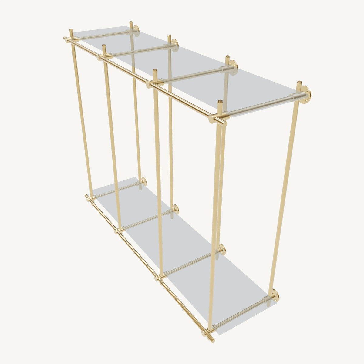 Wall-Mounted Brass Shelving System