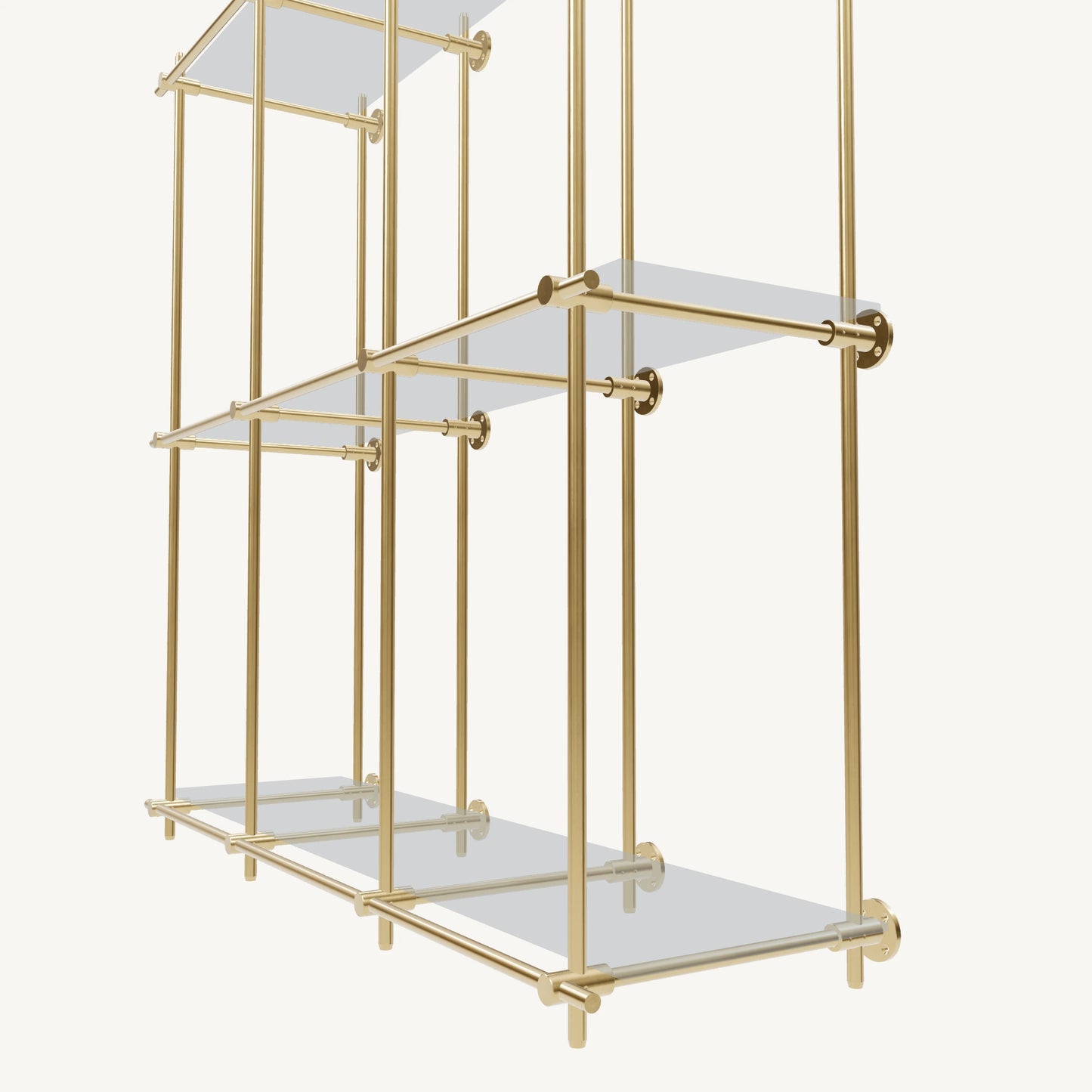 Wall-Mounted Brass Shelving System