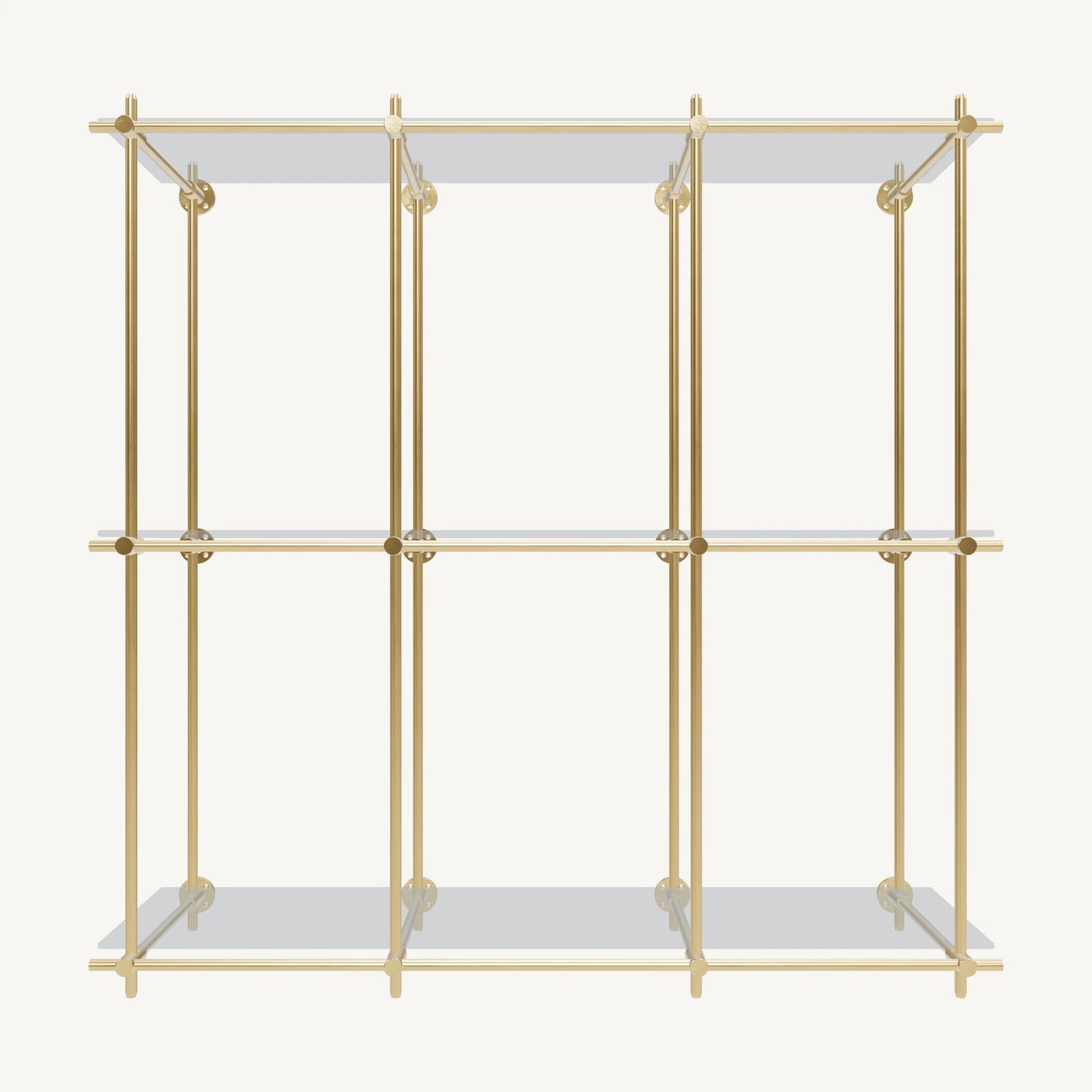Wall-Mounted Brass Shelving System