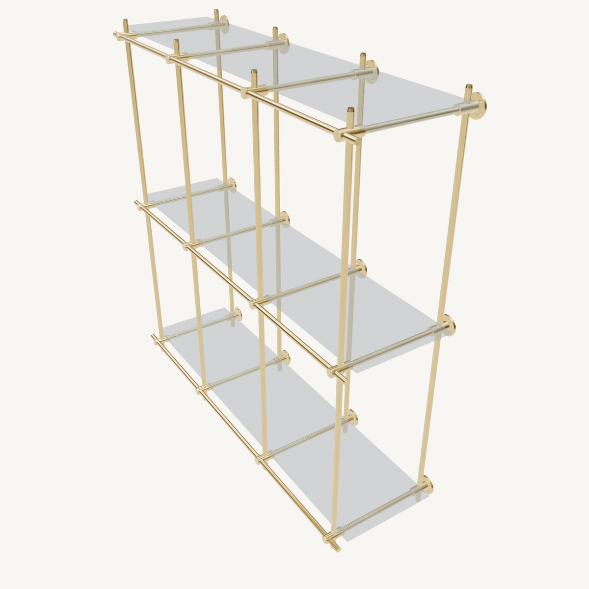 Wall-Mounted Brass Shelving System