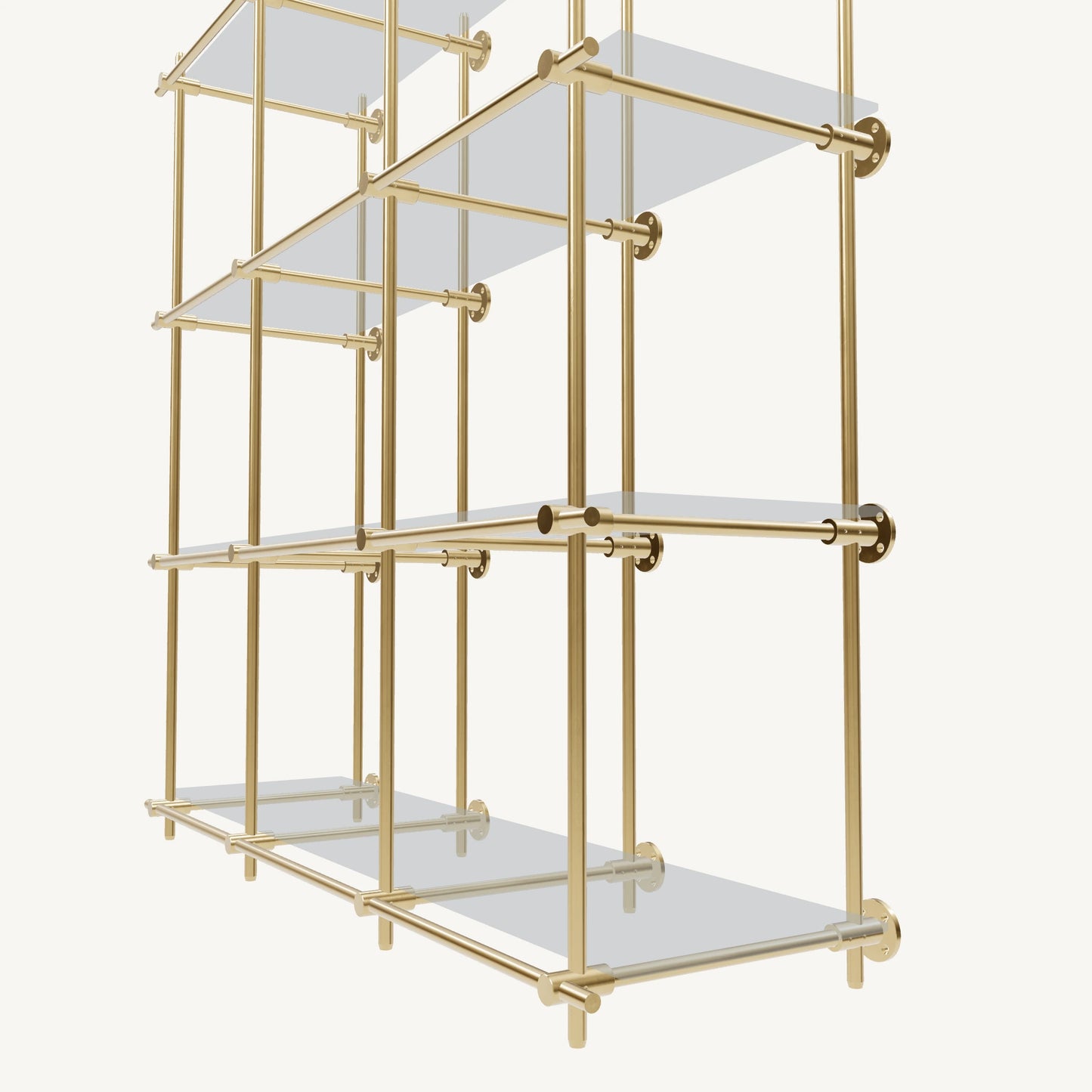 Wall-Mounted Brass Shelving System