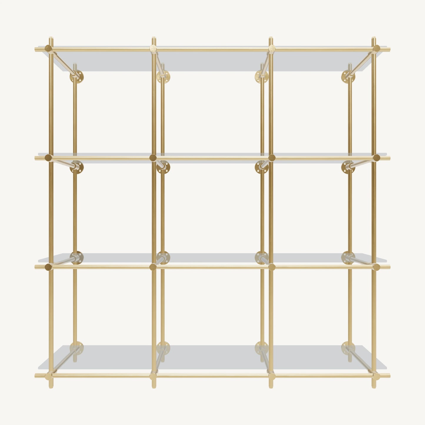 Wall-Mounted Brass Shelving System