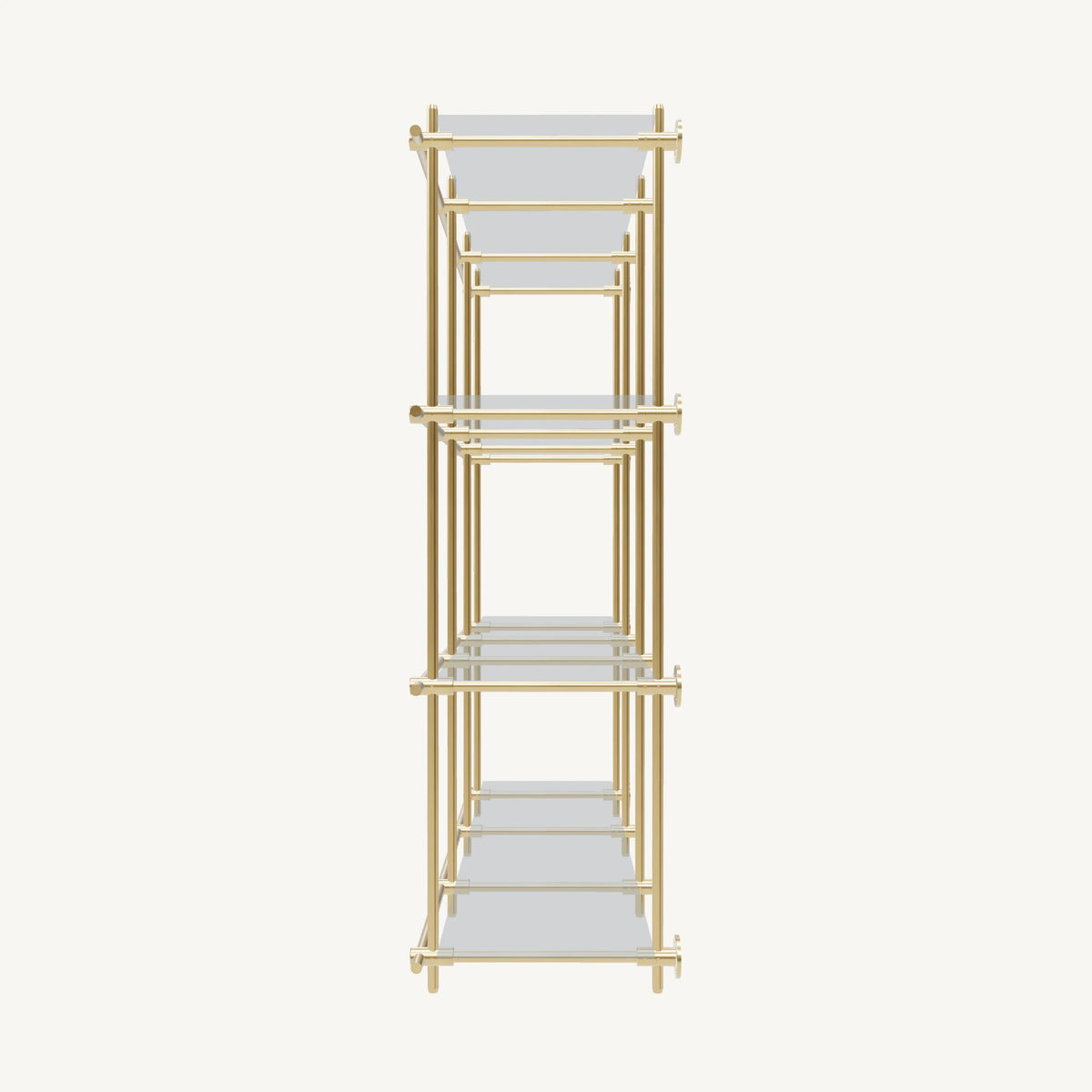 Wall-Mounted Brass Shelving System