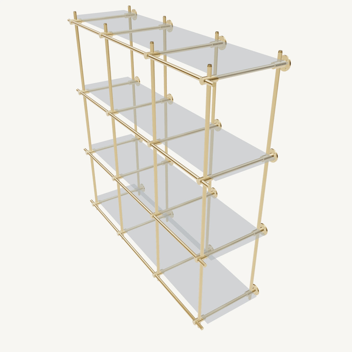Wall-Mounted Brass Shelving System