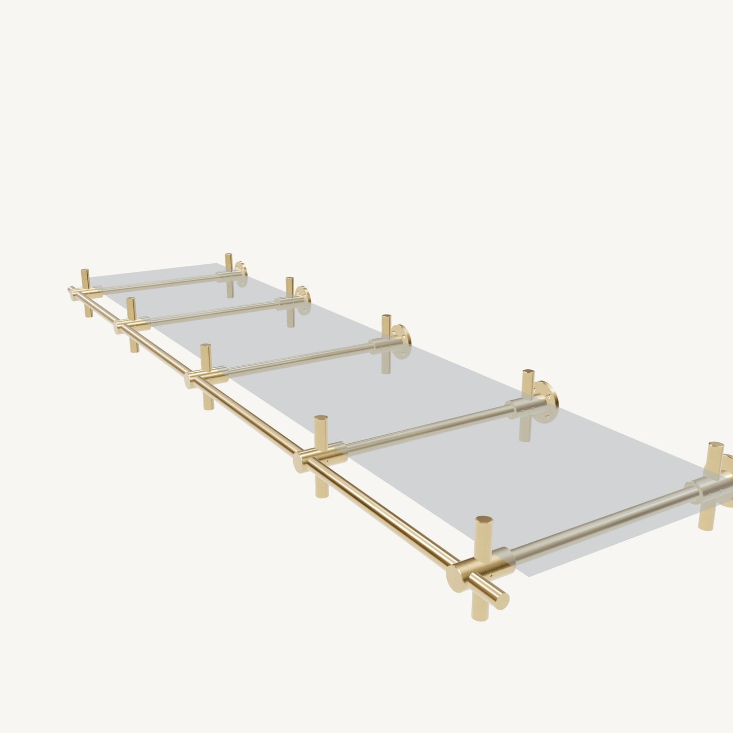 Wall-Mounted Brass Shelving System
