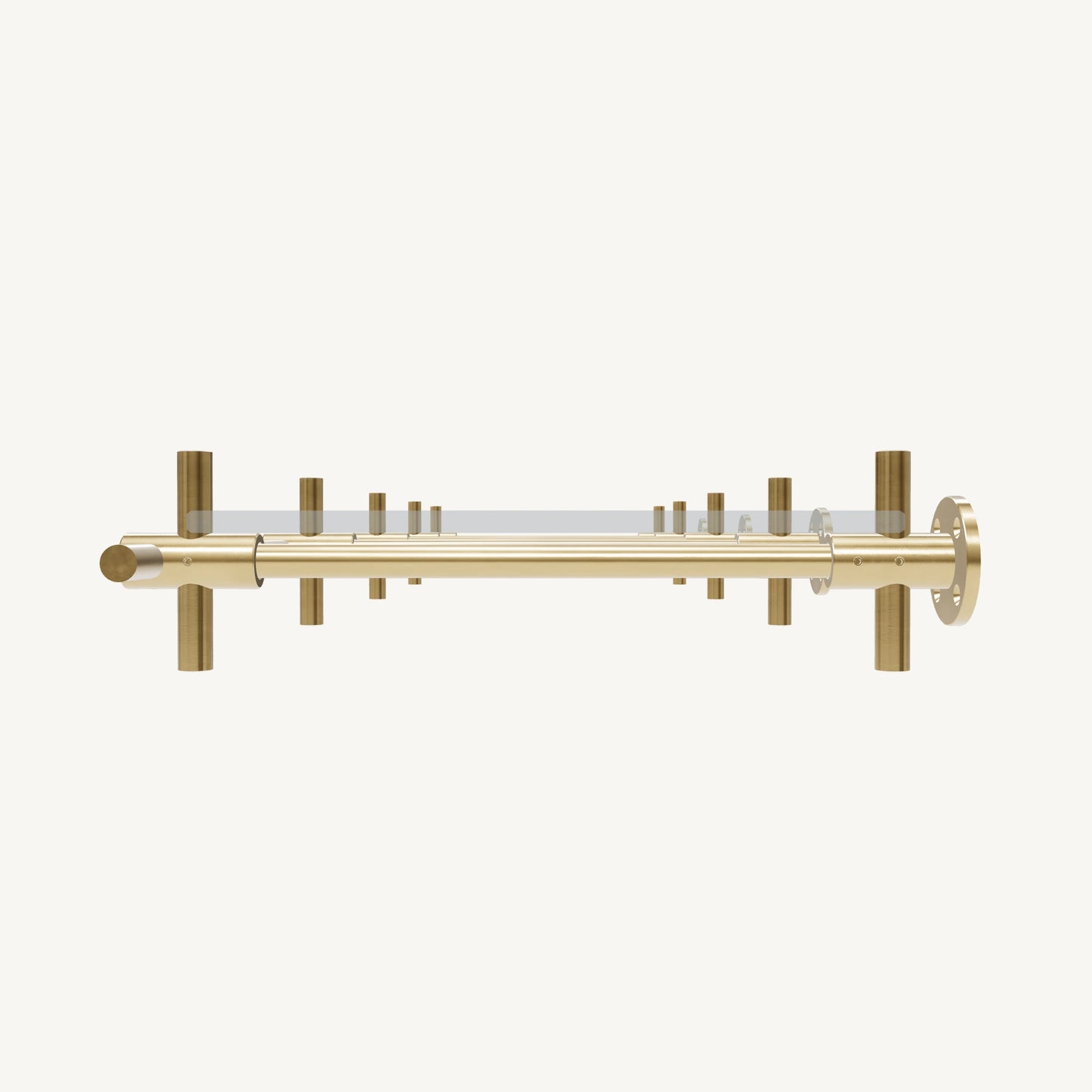 Wall-Mounted Brass Shelving System