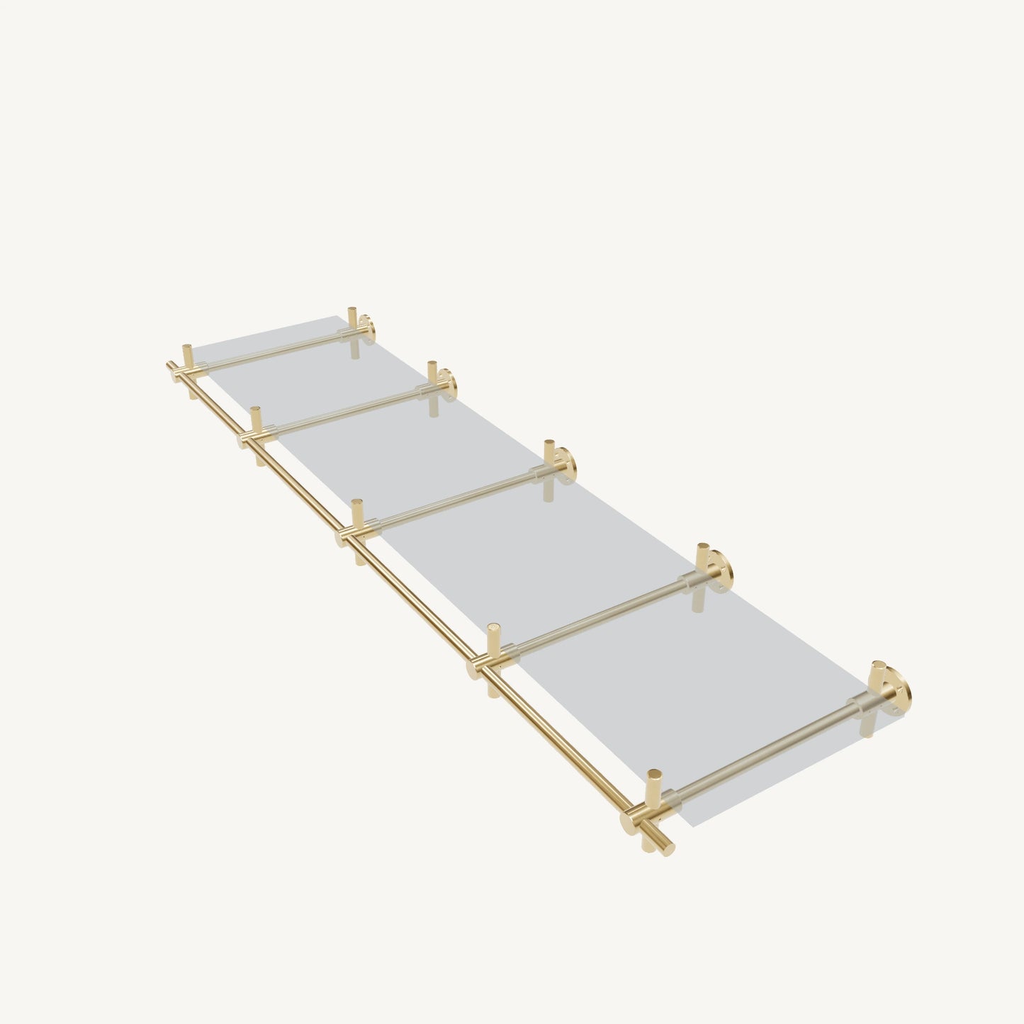 Wall-Mounted Brass Shelving System