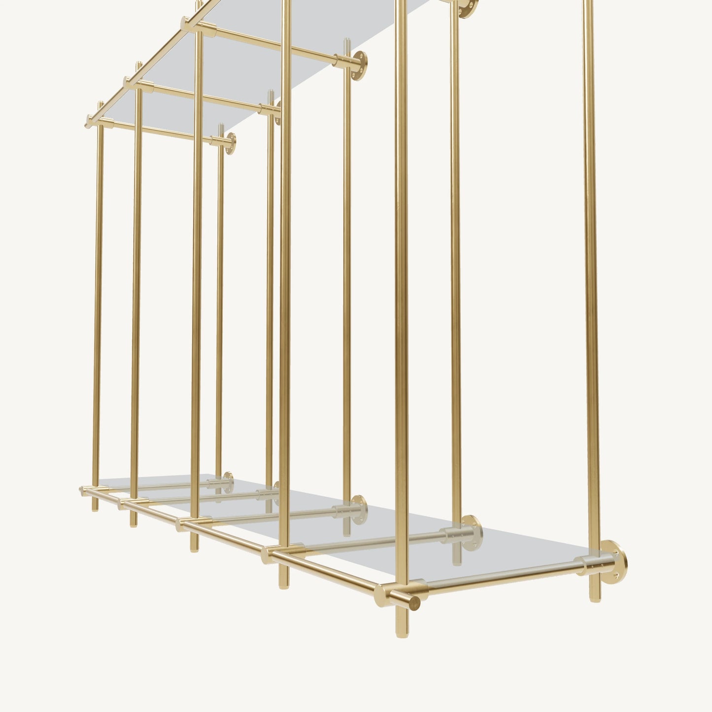 Wall-Mounted Brass Shelving System