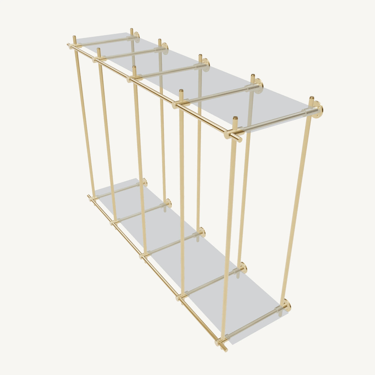 Wall-Mounted Brass Shelving System
