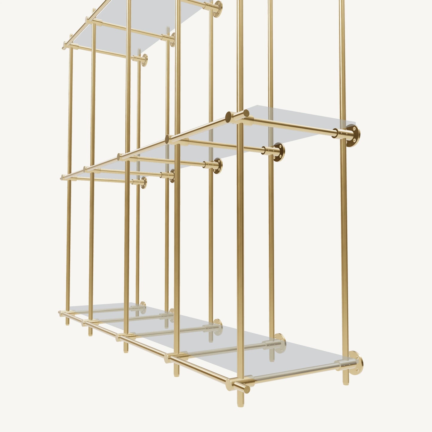 Wall-Mounted Brass Shelving System