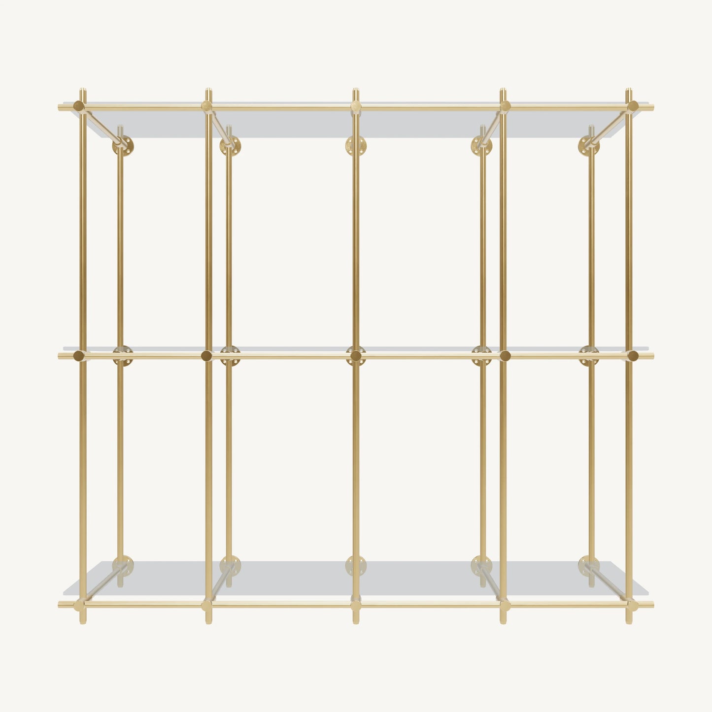 Wall-Mounted Brass Shelving System