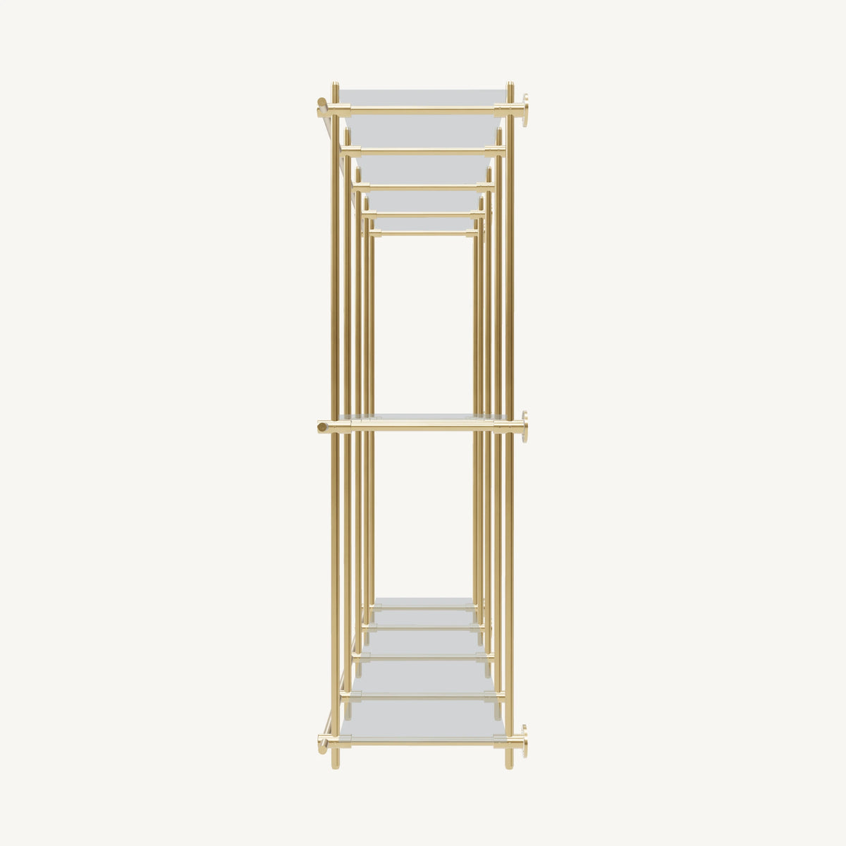 Wall-Mounted Brass Shelving System