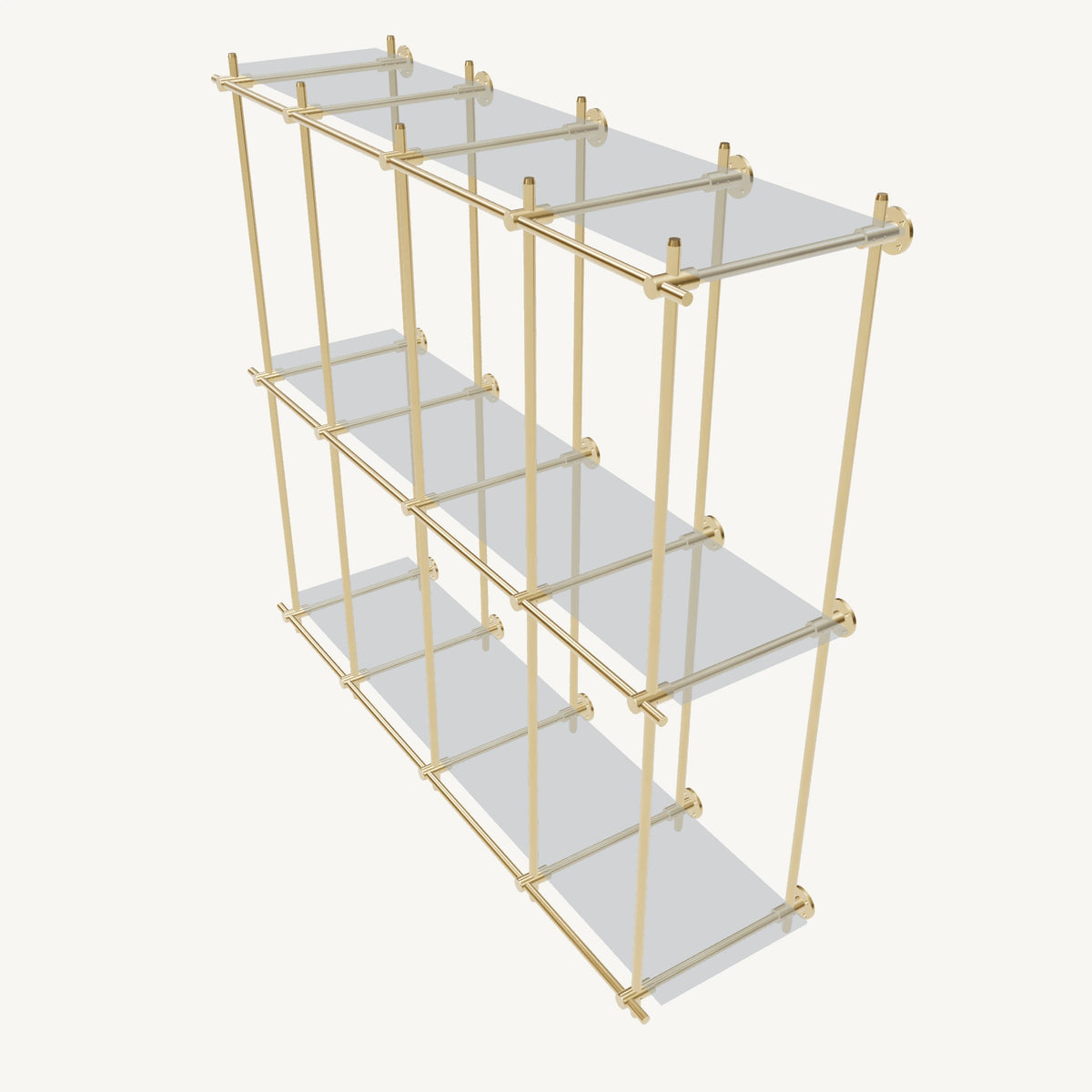 Wall-Mounted Brass Shelving System