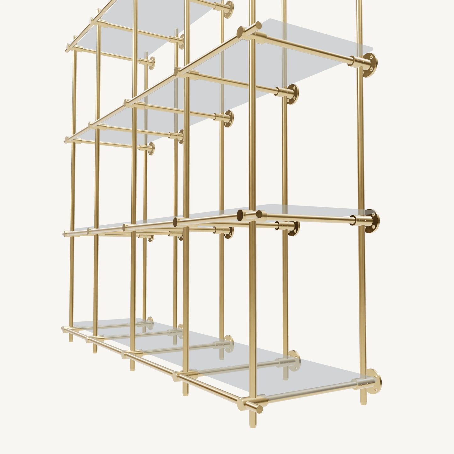 Wall-Mounted Brass Shelving System