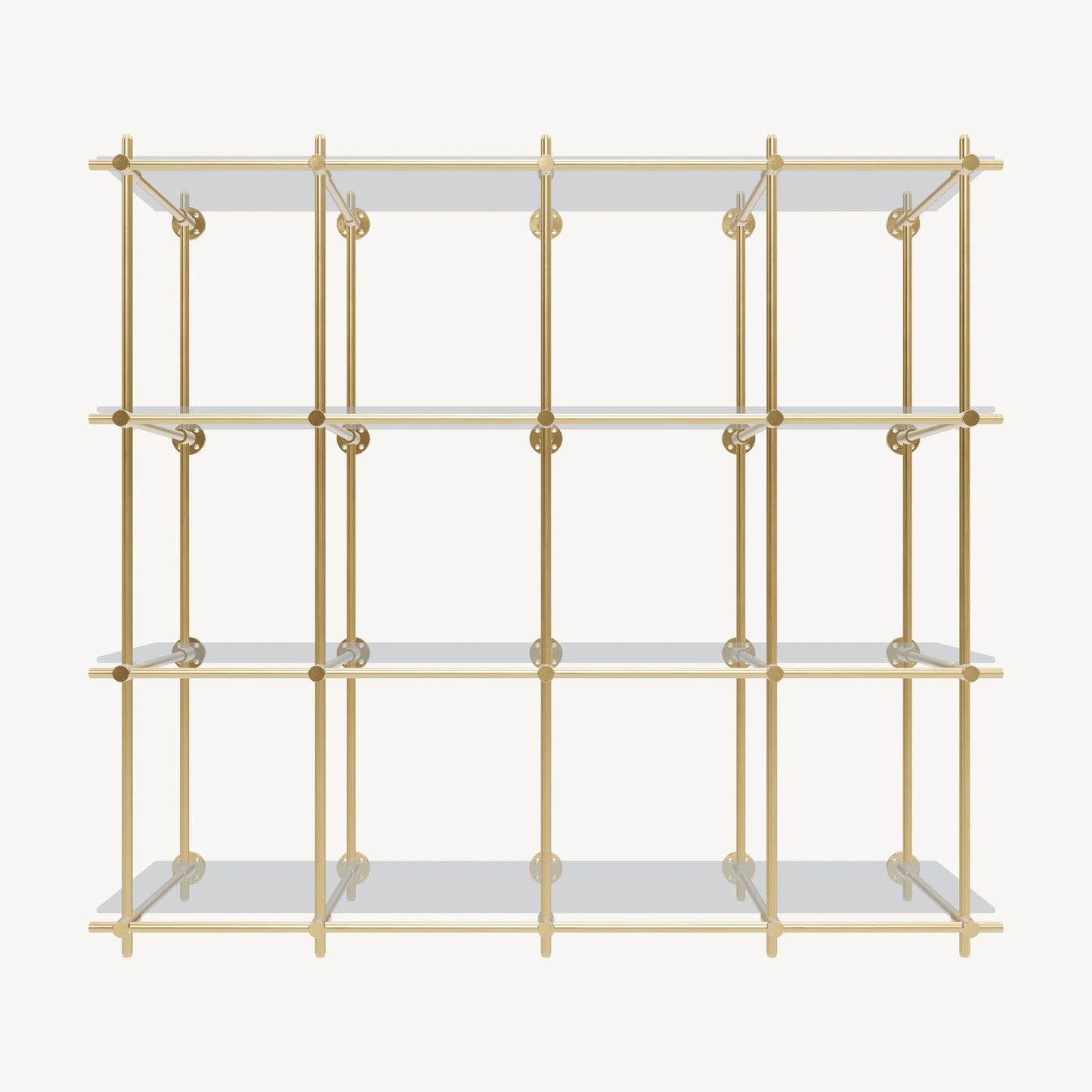 Wall-Mounted Brass Shelving System