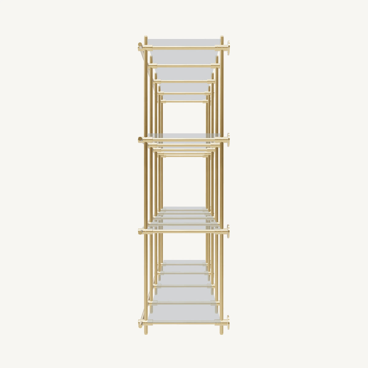 Wall-Mounted Brass Shelving System