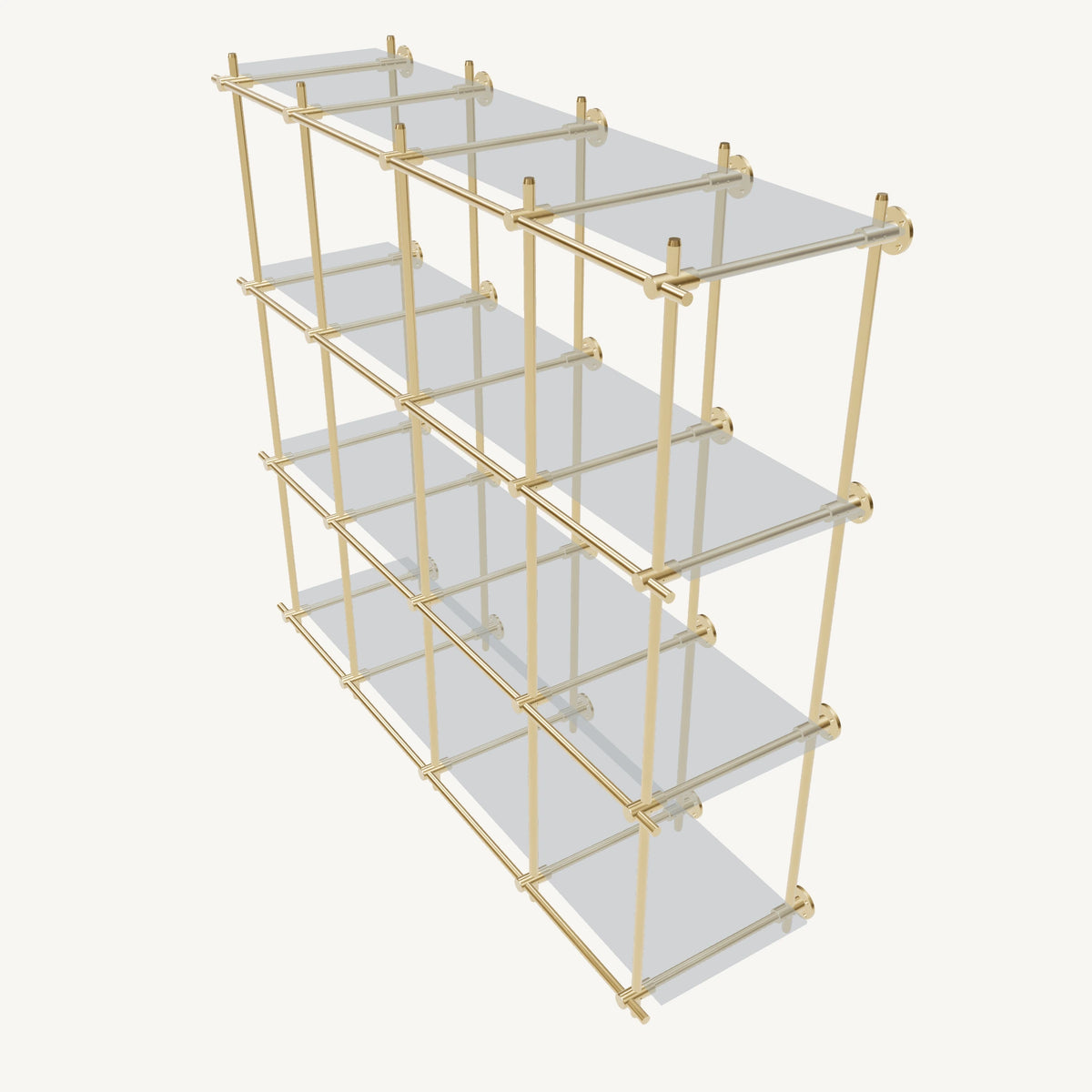 Wall-Mounted Brass Shelving System