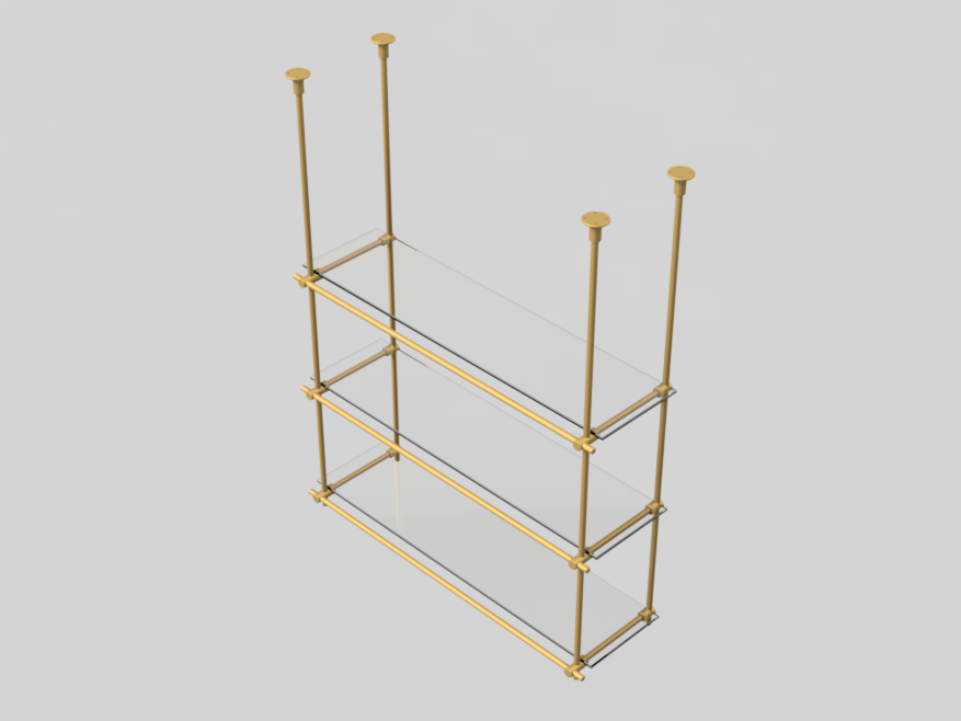 Ceiling-Mounted Brass Shelving Units - Customizable Shelving Solutions ...