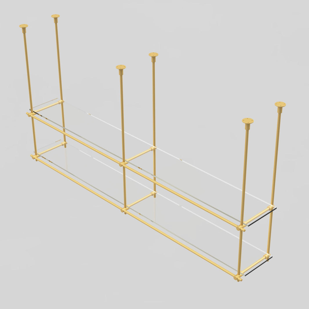 Ceiling-Mounted Brass Shelving Units - Customizable Shelving Solutions ...