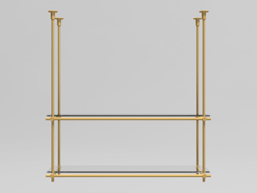 Ceiling-Mounted Brass Shelving Units - Customizable Shelving Solutions ...