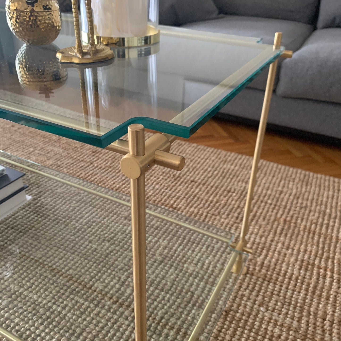 TYPE E - Unlacquered, satin brass fittings & brackets Brassshelf 
