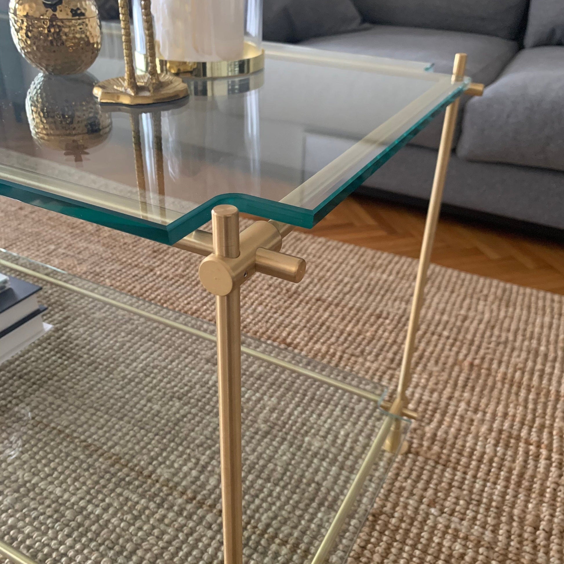 TYPE E - Unlacquered, satin brass fittings & brackets Brassshelf 